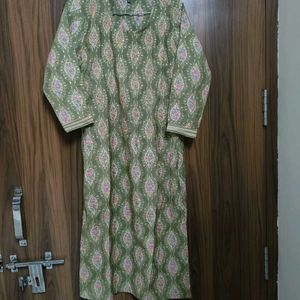 Green Printed Kurta Set