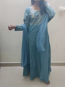 Negotiable Teal Embroidered Salwar Kameez