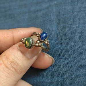 Jade &amp; Lapiz Ring Set (Set of 2)