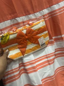 Orange n White Striped Dress 👗 Matching Bag