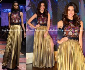 Ritu Kumar Label Gold Skirt & Embroidered Top Set