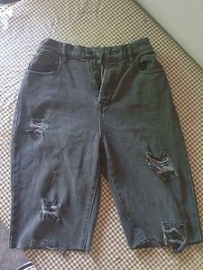 Distressed Denim Bermuda Shorts