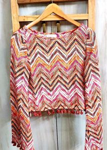 Colorful Chevron Knit Top Bust Size-36