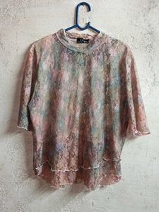 Women's Fashion Floral Lace Top Layered Multicolor