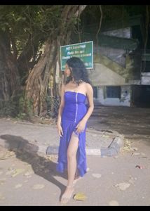 Blue Tube Ruffle Dress