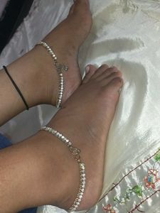 Gold Plated Anklets With White Stones