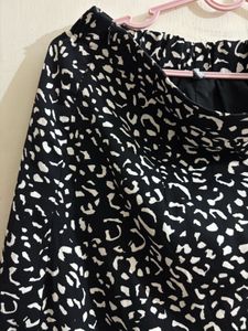 black and white leopard print maxi skirt
