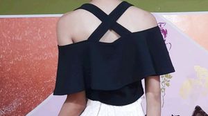 black half shoulder top