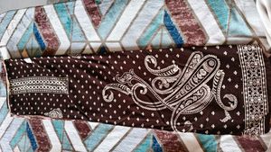 Brown Printed Dress Material