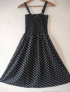 Polka Print Dress For Women, Black