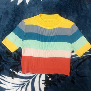 Striped Crop Top - Trendy &amp; Fun