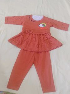 Coral Frock And Pant Set