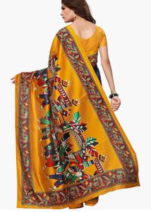 Mysore Art Silk Saree Navy Blue &amp; Mustard