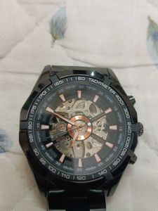 Black Skeleton Automatic Watch