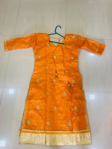 Orange Embroidered Kurta Set