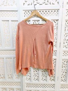 Peach V Neck Loose Knit Top B