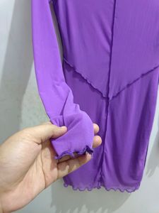 Purple Mesh Mini Dress