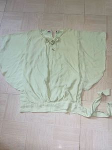 Elegant Sage Green Butterfly Sleeve Top
