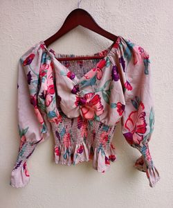 🔥 Night Time Offer🔥Floral Print Off Shoulder Top