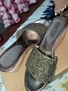 Silver Embalished Heel Wedges