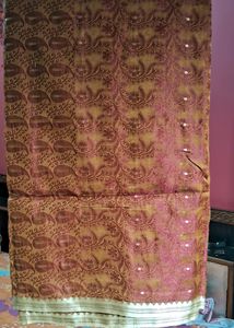 Beautiful Golden Work Silk Saree