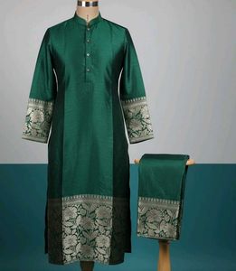 Elegant Green Banarasi silk  Kurta Set