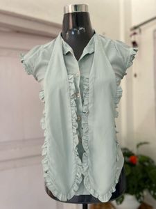 Mint Green Ruffle Blouse