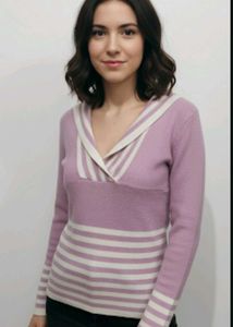 Striped V-Neck Sweater