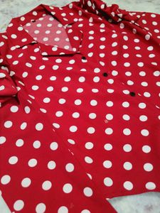 Red Polka Dot Tie Up Top