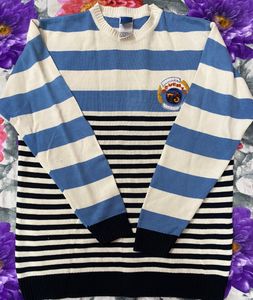 Men Blue Stripped Sweater