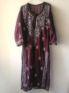 Mirror Work Chikankari Kurta
