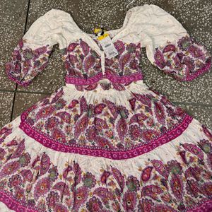 Paisley Print Dress Stylish Frock Middi Newly Tag