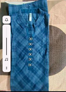 Branded Stylist Denim Checked  Kurti..