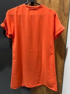Orange Mini Dress with Circle Graphic