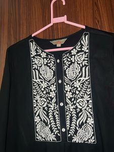 Anouk Black Embroidered Tunic Top