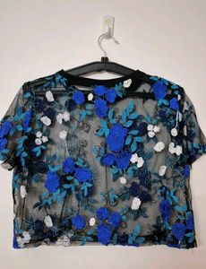 Shein Floral Mesh Top