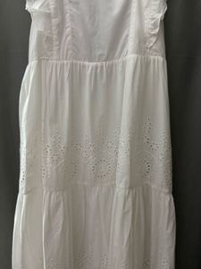 White Ethnic Embroidered Pure Cotton Dress