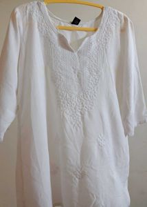 Chikankari Short Cotton Kurti