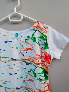 White Paint Splatter Printed Kurta