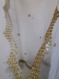 Net Embroidery Mirror Work Dupatta In White Color