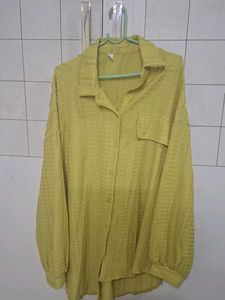 Olive Green Button-Down Top strachable