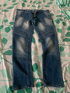 Distressed Wash Denim Jeans