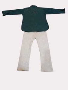 Green Kurti With White Leggings
