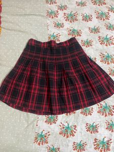 Red Plaid Mini Skirt