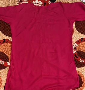 Short embroidery kurti  dar pink color