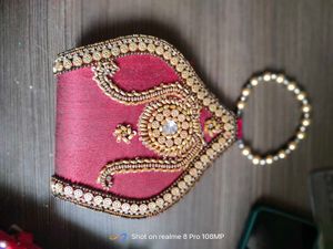 Red Beaded Pouch
