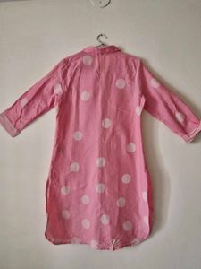 Pink Polka Dot Button-Down Tunic