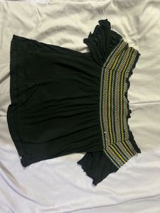 Western Black Viscose Regular Fit Top