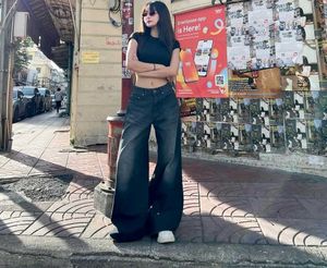 h&amp;m washed baggy jeans