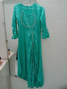 Teal Embroidered Frock